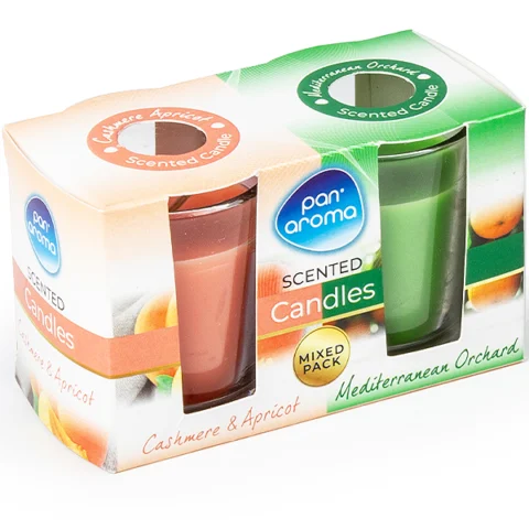 Pan Aroma Cashmere & Apricot and Mediterranean Orchard Scented Candles 2 Pack