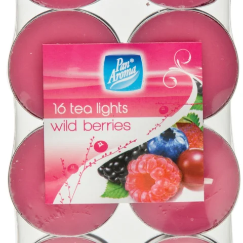 Pan Aroma Colour Tea Lights Wild Berries 16-Pack