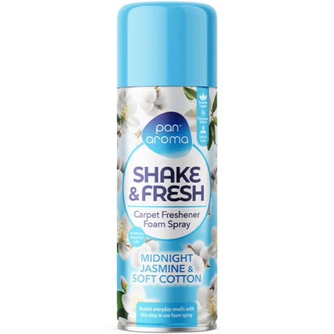 Pan Aroma Midnight Jasmine & Soft Cotton Shake & Fresh Carpet Freshener Foam Spray 500ml
