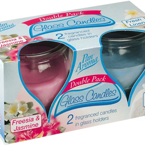 Pan Aroma Orchard Blossom & Fluffy Towels Double Pack Glass Pot Candle 2 Pack