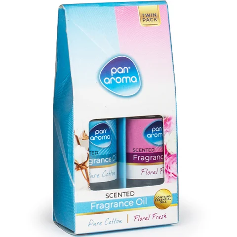 Pan Aroma Pure Cotton & Floral Fresh Scented Fragrance Oil 2 Pack