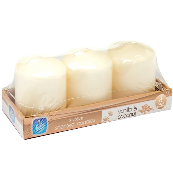 Pan Aroma Vanilla & Coconut Votive Scented Candles 3 Pack
