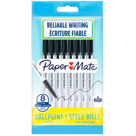 Paper Mate Medium Black Ballpoint Pens 8 Pack