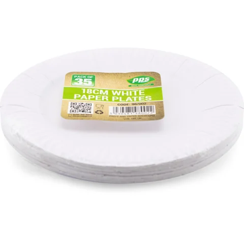 Paper Plates White 18cm 35 Pack