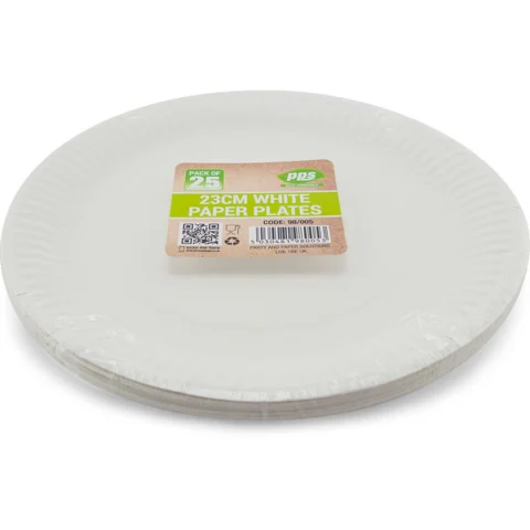 Paper Plates White 23cm 25 Pack