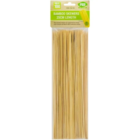 Party Bamboo Skewers 25cm 100 Pack