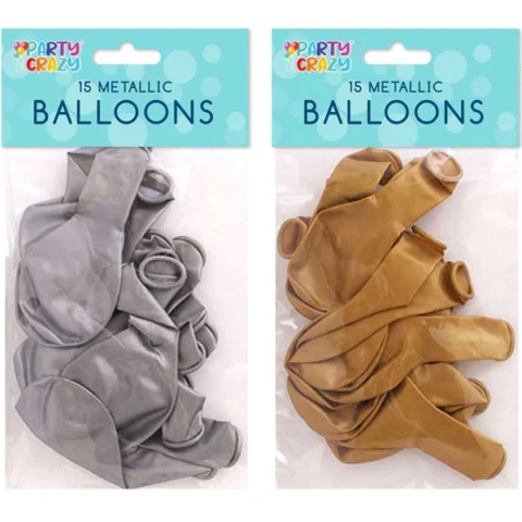 Party Crazy Metallic Round Balloons 15.9" 15 Pack Assorted Colours