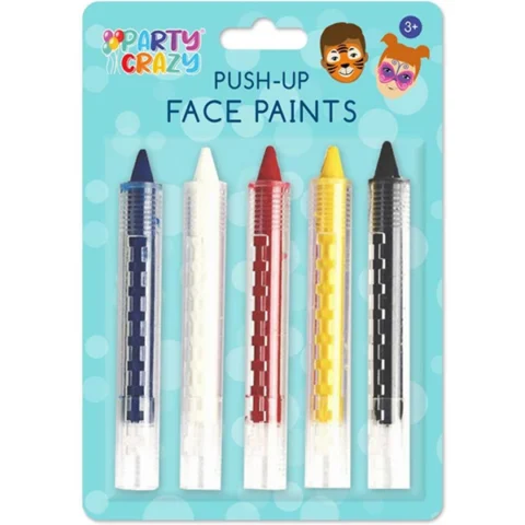 Party Crazy Push-Up Face Paints Assorted Colours 5 Pack