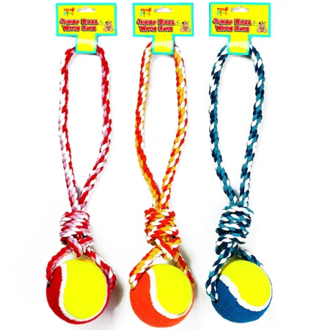 Pets Play Jumbo Ball With Rope Dog Toy Assorted Colours