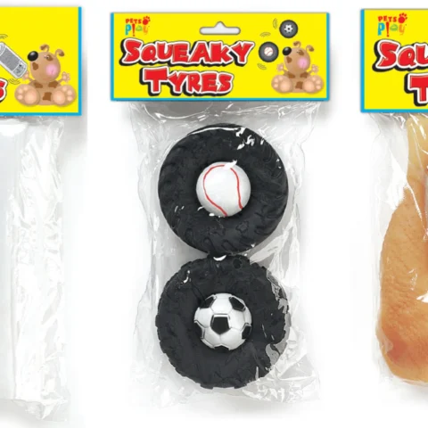 Pets Play Squeaky Novelty Toys Assorted Colours 2 Pack