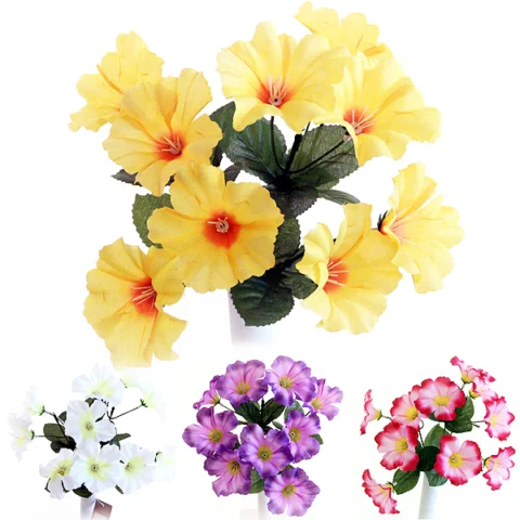 Petunia Bush Artificial Flower Stems 5pc Assorted Colours
