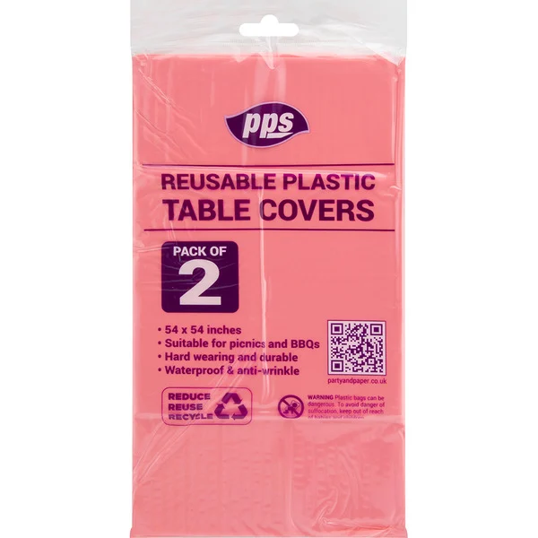 Pink Plastic Party Table Covers 54" X 54" 2 Pack