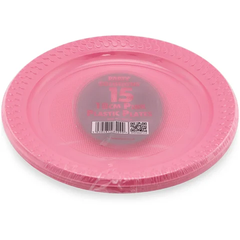 Pink Plastic Plates 18cm 15 Pack