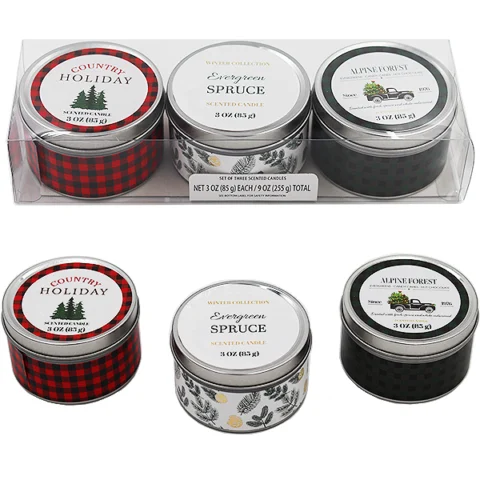 Plaid Assorted Scented Tin Candles 3oz Gift Set 3 Pack