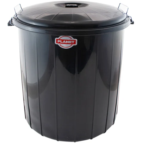 Planet No 3 Black Locked Dustbin 50L