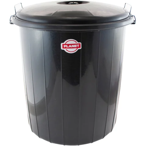 Planet No 4 Black Locked Dustbin 70L