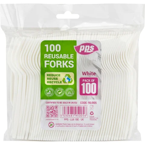 Plastic Cutlery Forks White 100 Pack