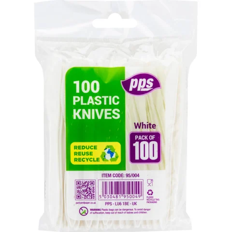 Plastic Cutlery Knives White 100 Pack