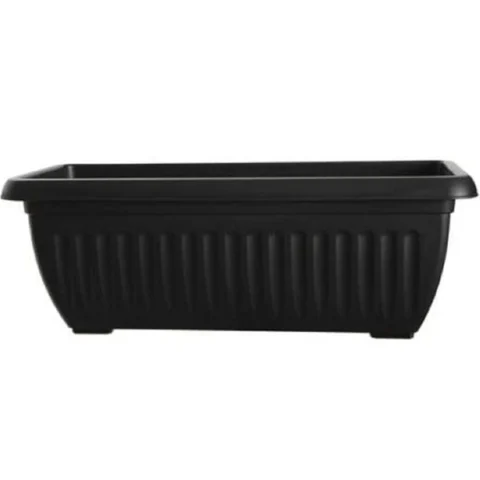 Plastic Ribbed Trough Planter Black 50cm