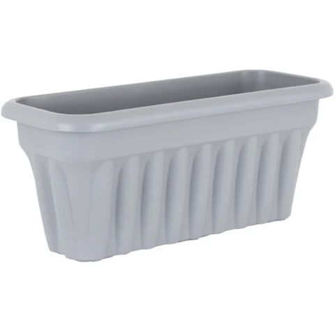 Plastic Ribbed Trough Planter Platinum 50cm