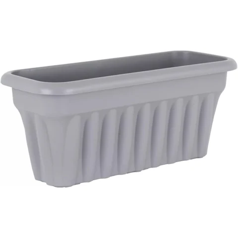 Plastic Ribbed Trough Planter Platinum 60cm