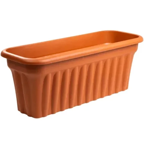 Plastic Ribbed Trough Planter Terracotta 60cm