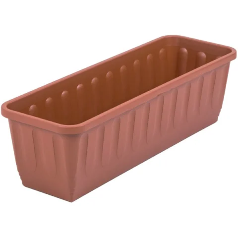 Plastic Ribbed Trough Planter Terracotta 75cm