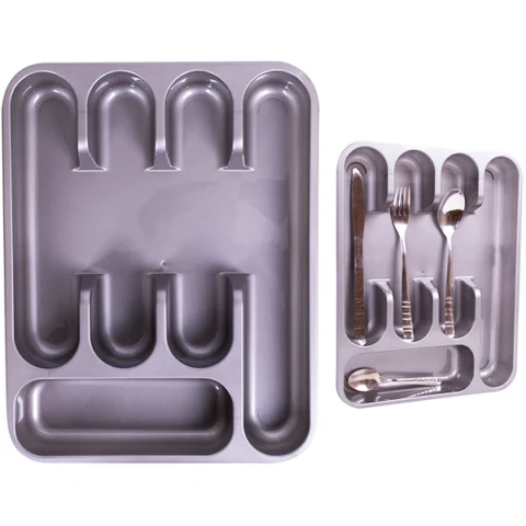 Plastic Silver Cutlery Tray 34 X 26.5 X 5cm