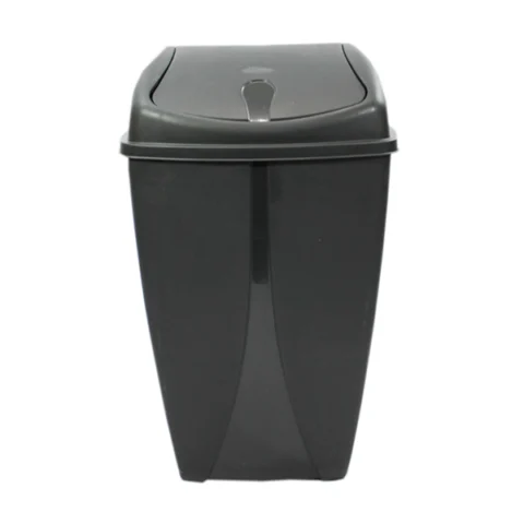 Plastic Swing Bin Black 50l