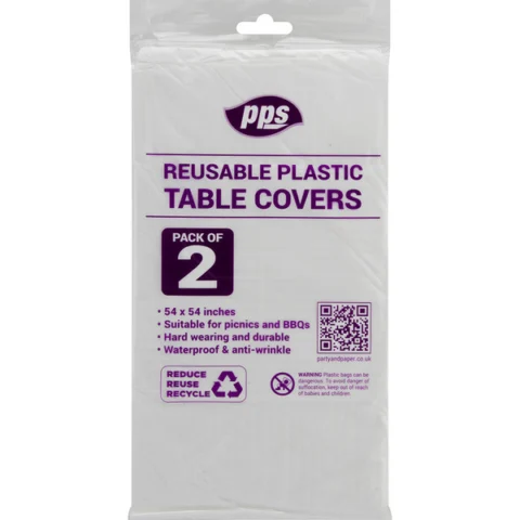 Plastic Table Covers White 2 Pack