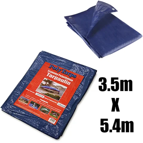 Polytarps Economy Polyethylene 80GSM Blue Tarpaulin 3.5m X 5.4m