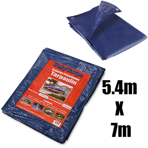 Polytarps Economy Polyethylene 80GSM Blue Tarpaulin 5.4m X 7m