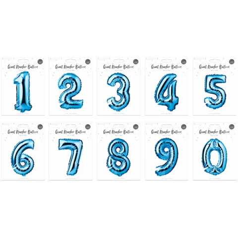 Pop Blue Foil Number Balloon 65cm Assorted