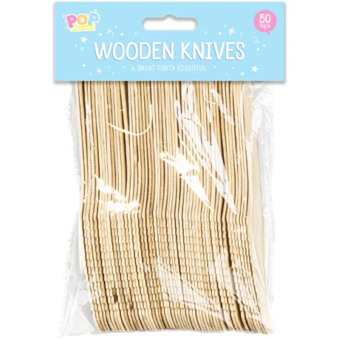Pop Disposable Wooden Knives 50 Pack
