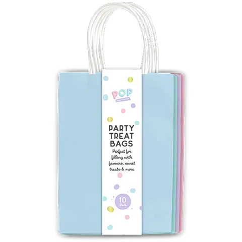 Pop Pastel Paper Party Treat Bags 10 Pack Assorted Colours