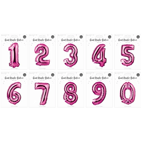 Pop Pink Foil Number Balloon 65cm Assorted