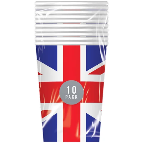 Pop Union Jack Printed Paper Cups 270ml 10 Pack