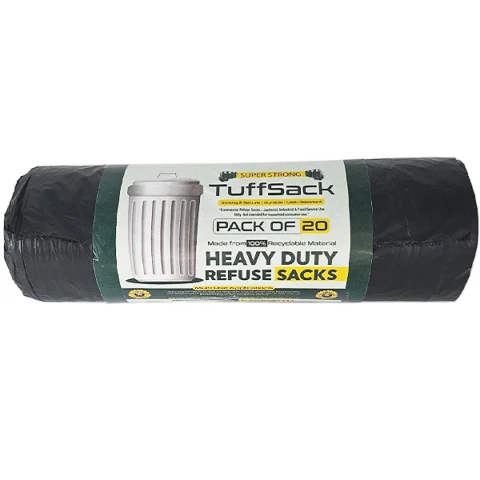 Pound TUFFSACK 19 Micron Super Strong Black Bin Bags 20 Roll 70L
