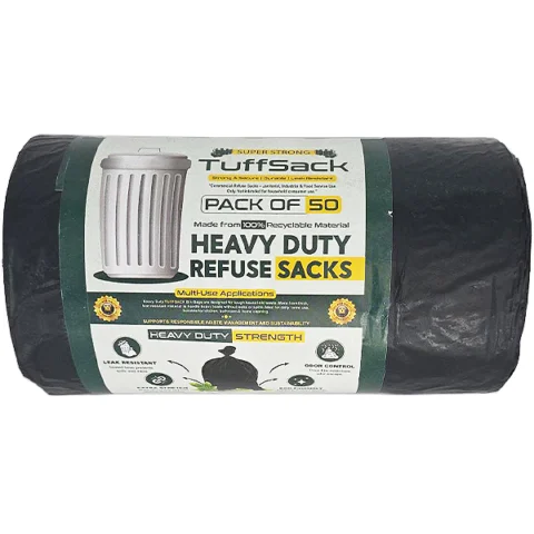 Pound TUFFSACK 19 Micron Super Strong Black Bin Bags 50 Roll 70L