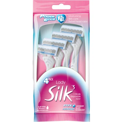 Power Edge Lady Silk 3 Blade Moisturising Disposable Razor 4 Pack