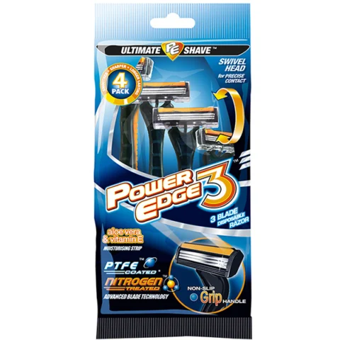Power Edge Moisturising Swivel Head 3 Blade Disposable Razor