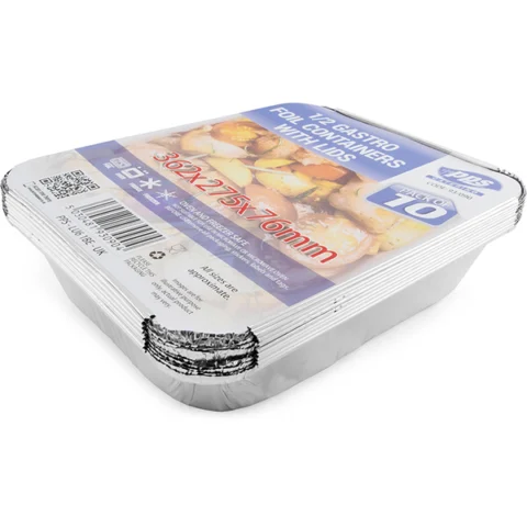 PPS 1/2 Gastro Foil Food Storage Containers with Lids 10 Pack