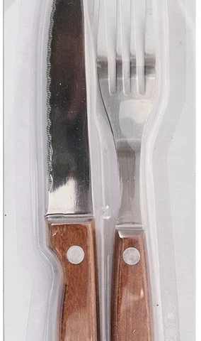 Prima 2pc Steak Knife & Fork With Wooden Handle