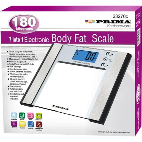 Prima 7-In-1 Electronic Body Fat Scale 180kgs