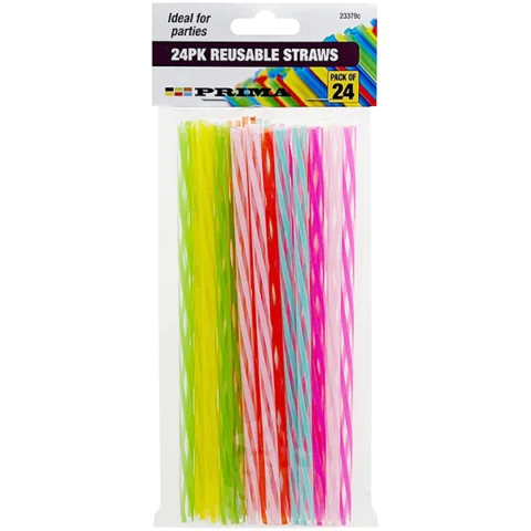 Prima Assorted Colour Reusable Straws 24 Pack