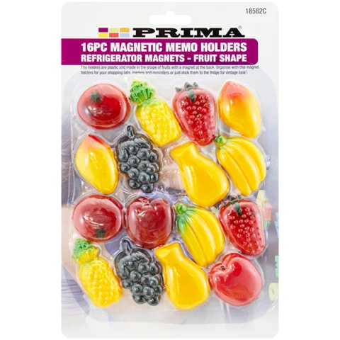 Prima Assorted Fruit-Shaped Fridge Magnet Memo Holders 16 Pack
