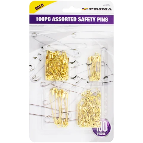 Prima Assorted Gold Safety Pins 100pc