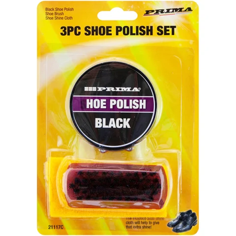 Prima Black Shoe Polish Set 3pc
