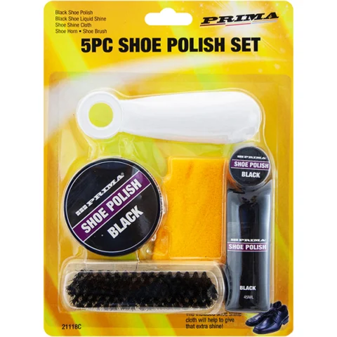 Prima Black Shoe Polish Set 5pc