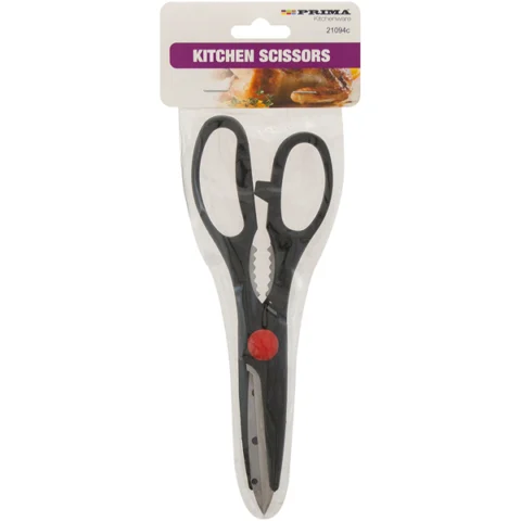 Prima Black Stainless Steel Comfort Grip Kitchen Scissors